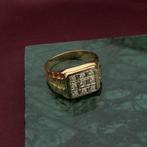18 Krt. Gouden zegelring met diamant | 0,54 ct. (herenring), Gebruikt, Overige kleuren, 19 tot 20, Heer