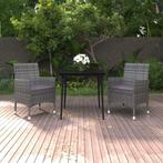 vidaXL 3-delige Tuinset met kussens poly rattan en glas, 2 zitplaatsen, Nieuw, Tuinset, Verzenden