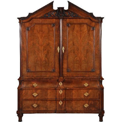 Strak Hollands Kabinet met fronton overgangsperiode ca 1800, Antiek en Kunst, Antiek | Meubels | Tafels, Ophalen of Verzenden