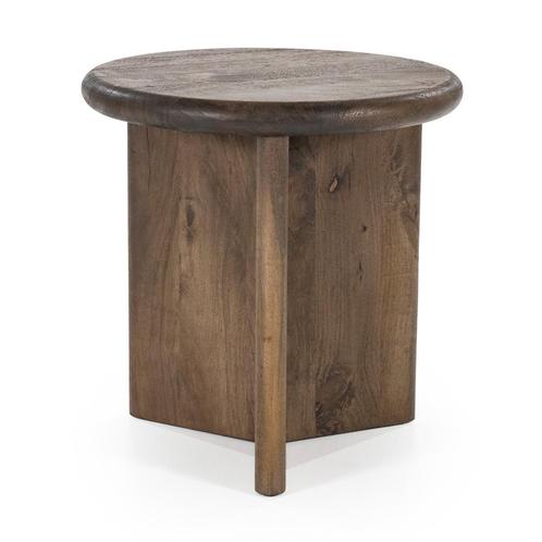 *WOONWINKEL* By-Boo Leoti Rond Tafeltje Bruin Hout, Huis en Inrichting, Tafels | Bijzettafels, Nieuw, Verzenden