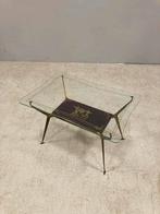 Salontafel - Glas, Hout, Messing - Bijzettafel met messing