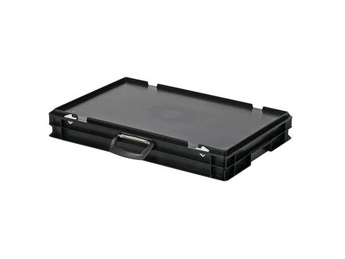 Koffer - 600 x 400 x H 90 mm - zwart - stapelbak met deksel, Diversen, Overige Diversen, Nieuw, Ophalen of Verzenden