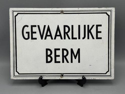 authentiek gevaarlijke berm bord - Plaque - Metaal, Antiek en Kunst, Antiek | Wandborden en Tegels