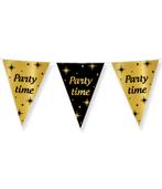 Vlaggenlijn Party Time Goud Zwart 10m, Verzenden, Nieuw