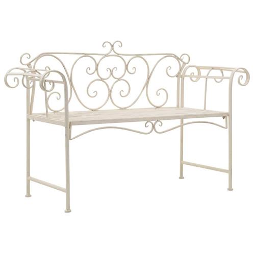 vidaXL Tuinbank 132 cm metaal antiekwit, Tuin en Terras, Tuinbanken, Nieuw, Metaal, Verzenden