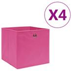vidaXL Opbergboxen 4 st 28x28x28 cm nonwoven stof roze, Verzenden, Nieuw