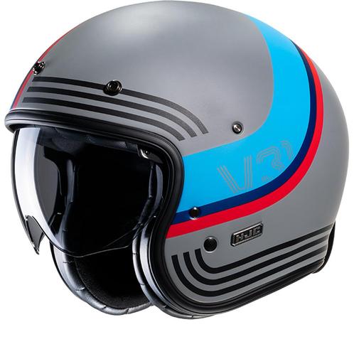 Hjc V31 Byron Grijs Blauw MC21SF Jethelm, Motoren, Kleding | Motorhelmen, Jethelm, Heren, XXL, Nieuw met kaartje, HJC, Verzenden