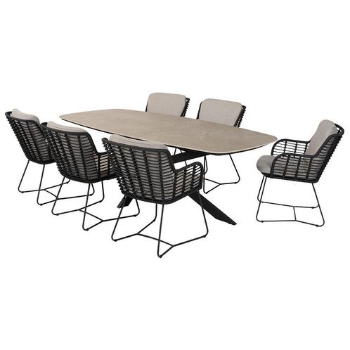 4 Seasons Fabrice tuinset 7-delig - Prado tuintafel, Tuin en Terras, Tuinsets en Loungesets, Verzenden