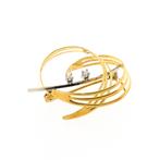 Bicolor gouden fantasie broche met diamant | 0,02 ct., Sieraden, Tassen en Uiterlijk, Broches, Gebruikt, Overige kleuren, Ophalen of Verzenden