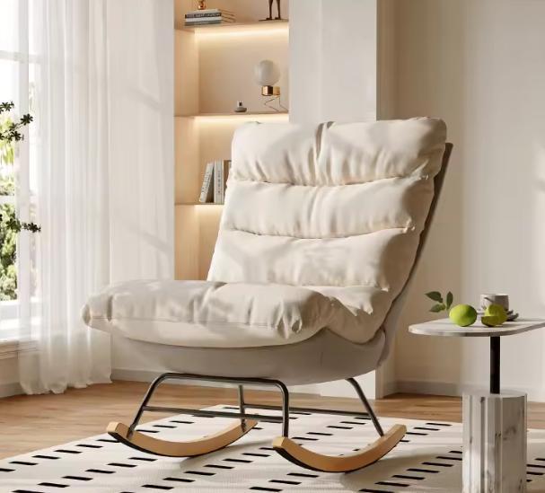 Schommelstoel met Hoge Rug – Linnen, Comfortabel Modern, Huis en Inrichting, Bureaustoelen, Nieuw, Verzenden