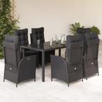 vidaXL 7-delige Tuinset met kussens poly rattan zwart, Tuin en Terras, 6 zitplaatsen, Nieuw, Tuinset, Verzenden