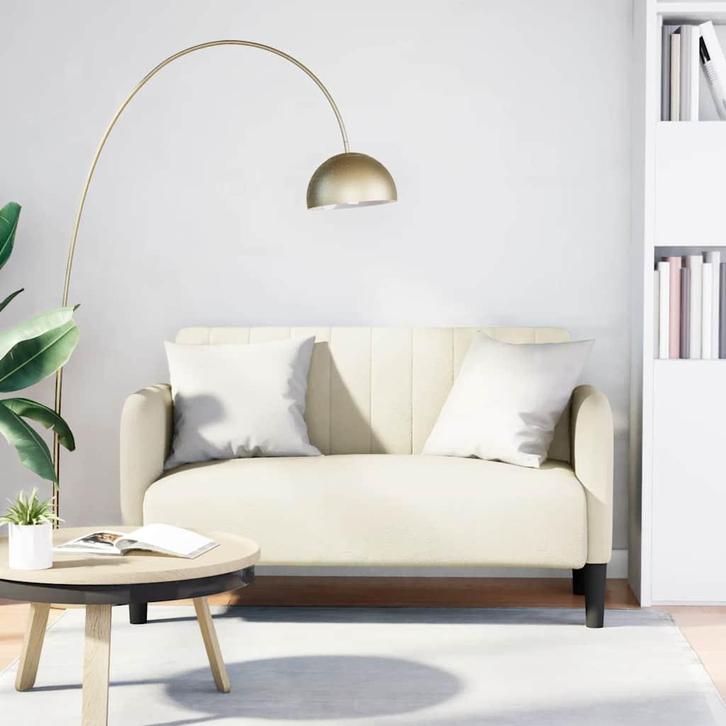 vidaXL Loveseat bank 109 cm fluweel crèmekleurig, Huis en Inrichting, Banken | Bankstellen, Nieuw, Stof, Verzenden