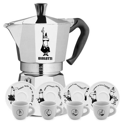Bialetti Moka Express 6-kops + Carosello espresso kop en..., Witgoed en Apparatuur, Koffiezetapparaten, Koffiebonen, Nieuw, Combi