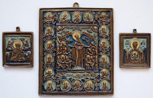 Icoon - SET RUSSISCH-ORTHODOXE ICONEN Vreugde van allen die, Antiek en Kunst, Antiek | Boeken en Bijbels