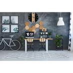 REA Retro metalen wandklok - mat zwart - Ø 35 cm - houten.., Ophalen of Verzenden, Nieuw