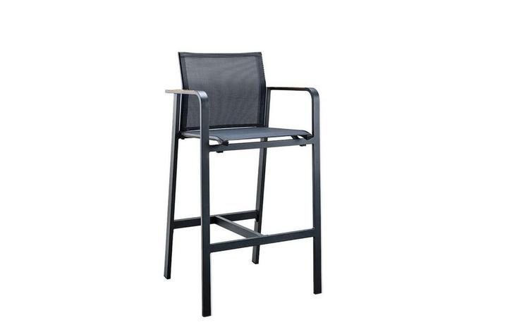 Suns Tutti bar stoel black grey met teak armleggers SALE |, Tuin en Terras, Tuinsets en Loungesets, Ophalen of Verzenden