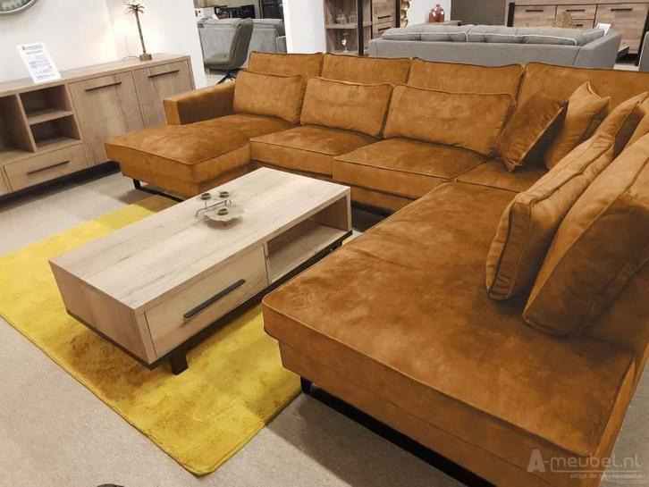 U-Bank Naaldwijk - u-banken - Cognac, Huis en Inrichting, Banken | Sofa's en Chaises Longues, 150 cm of meer, Nieuw, 250 tot 300 cm