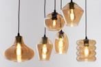 Rietveld Hanglampen - Zwart, Bruin, Geel - Glas, Metaal, Huis en Inrichting, Lampen | Hanglampen, Verzenden, Nieuw
