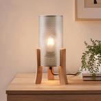 Tafellamp Joelleldsvin 30x14x14 cm E27 houtkleurig en zilver, Huis en Inrichting, Lampen | Tafellampen, Verzenden, Nieuw