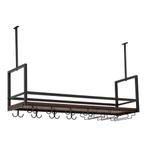 Wijnrek Borejle wandrek zwart en walnootkleurig 100x30x64 cm, Huis en Inrichting, Woonaccessoires | Wijnrekken, Verzenden, Nieuw