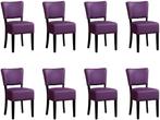 Set van 8 Paarse leren landelijke eetkamerstoelen - Toledo L, Huis en Inrichting, Stoelen, Nieuw, Vijf, Zes of meer stoelen, Landelijk