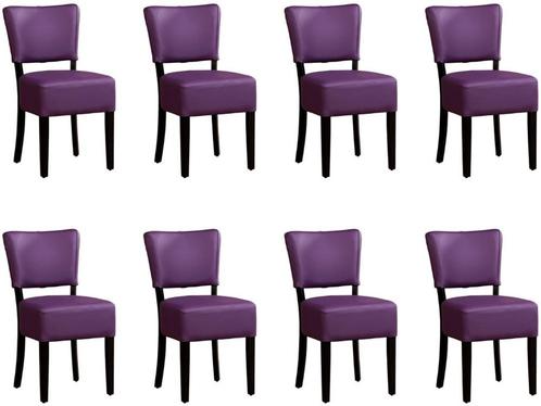 Set van 8 Paarse leren landelijke eetkamerstoelen - Toledo L, Huis en Inrichting, Stoelen, Vijf, Zes of meer stoelen, Nieuw, Leer