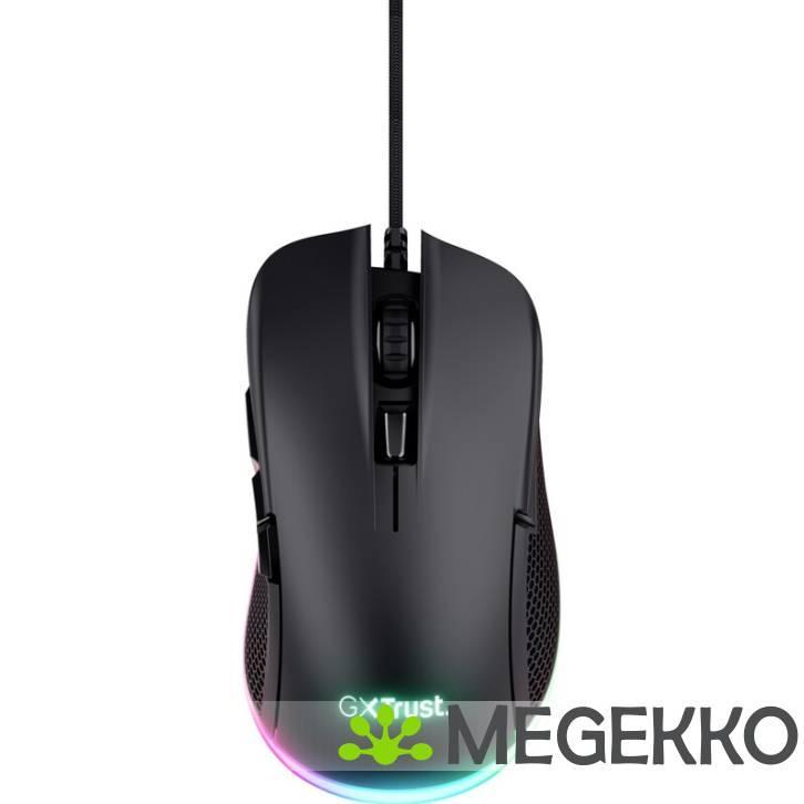 Trust GXT 922 YBAR RGB Zwarte Gaming Muis, Computers en Software, Muizen, Nieuw, Verzenden