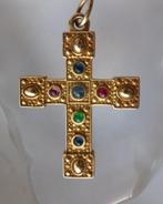 Zilver, Saffier - Robijn - Smaragd - Hanger - Kruis in