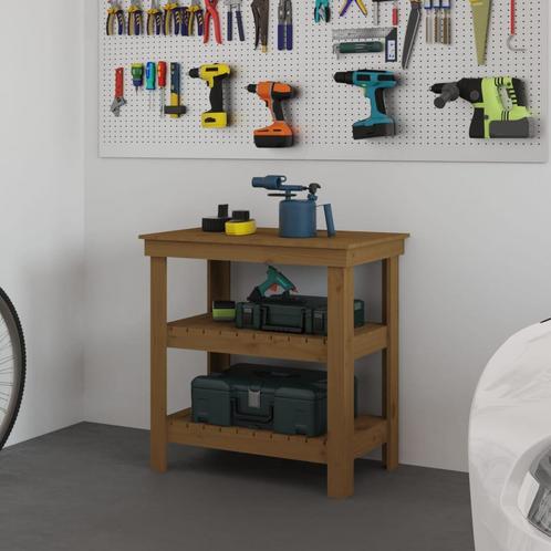 vidaXL Werkbank 78,5x50x80 cm massief grenenhout honingbruin, Doe-het-zelf en Verbouw, Werkbanken, Nieuw, Verzenden