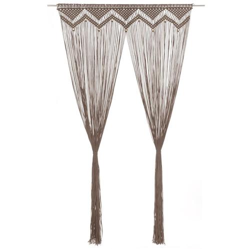 vidaXL Gordijn macramé 140x240 cm katoen taupe, Huis en Inrichting, Stoffering | Gordijnen en Lamellen, Nieuw, Verzenden