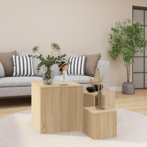 vidaXL Bijzettafels 3 st spaanplaat sonoma eikenkleurig, Huis en Inrichting, Tafels | Bijzettafels, Nieuw, Minder dan 45 cm, Verzenden