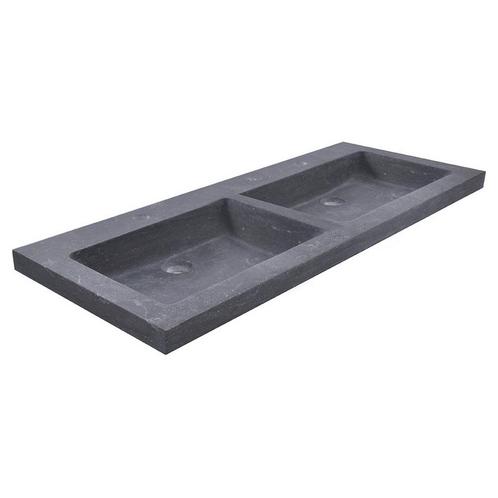 BWS Wastafel Dubbel Hardsteen 120x46x5 cm 2 Kraangaten Mat, Doe-het-zelf en Verbouw, Sanitair, Overige typen, Nieuw, Ophalen of Verzenden