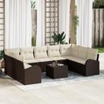 vidaXL 9-delige Tuinbankenset met kussens poly rattan grijs, Verzenden, Nieuw, Rotan