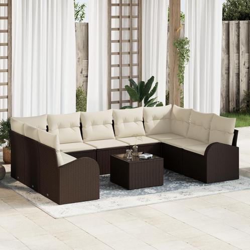 vidaXL 9-delige Tuinbankenset met kussens poly rattan grijs, Tuin en Terras, Tuinsets en Loungesets, Nieuw, Rotan, Verzenden