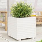 vidaXL Plantenbak 50x50x49,5 cm massief grenenhout wit, Verzenden, Nieuw, Hout