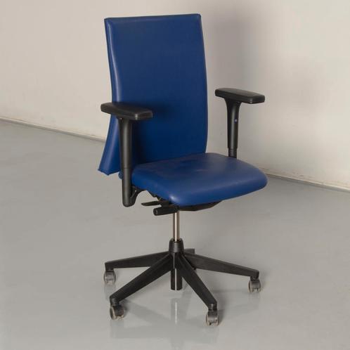 Haworth Comforto D5585, blauw leder, 4D armleggers,, Zakelijke goederen, Kantoor en Winkelinrichting | Kantoormeubilair en Inrichting