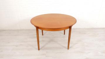 Vintage ronde eettafel | Teak | Uitschuifbaar | 122 cm beschikbaar voor biedingen