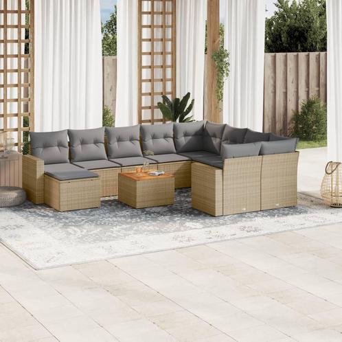 vidaXL 11-delige Loungeset met kussens poly rattan gemengd, Tuin en Terras, Tuinsets en Loungesets, Loungeset, Nieuw, Rotan, Verzenden