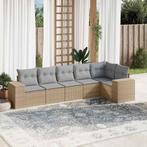 vidaXL 6-delige Loungeset met kussens poly rattan beige, Verzenden, Nieuw, Rotan, Loungeset