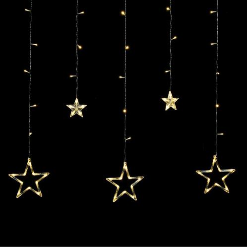 LED Sterrengordijn kerst - 12 sterren - warm wit - 138 leds, Diversen, Kerst, Ophalen of Verzenden