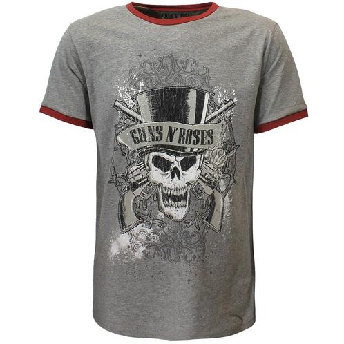 Guns N’ Roses Faded Skull Ringer T-Shirt - Officiële, Kleding | Heren, T-shirts, Verzenden