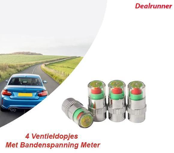4 Ventieldopjes met Bandenspanning Meter, Auto diversen, Auto-accessoires, Nieuw, Verzenden