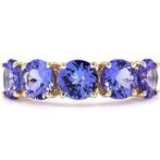 Ring - 14 karaat Geel goud - 4.01ct. tw. Tanzaniet, Sieraden, Tassen en Uiterlijk, Ringen, Nieuw