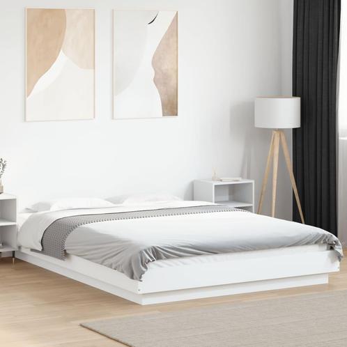 vidaXL Bedframe LED massief hout wit 120x200 cm, Huis en Inrichting, Slaapkamer | Bedden, 120 cm, 200 cm, Wit, Twijfelaar, Nieuw