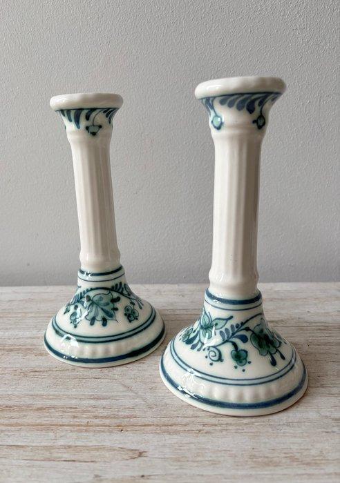 De Porceleyne Fles - Kandelaar (2) - Keramiek - Delft grün, Antiek en Kunst, Antiek | Glas en Kristal