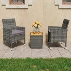 vidaXL 3-delige Bistroset poly rattan en acaciahout grijs, Verzenden, Nieuw, Rotan