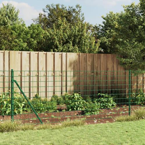 vidaXL Draadgaashek met grondankers 1x25 m groen, Tuin en Terras, Schuttingen, Nieuw, IJzer, 1 tot 2 meter, Verzenden