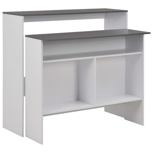 vidaXL Bartafel met 2 tafelbladen 130x40x120 cm wit en grijs, Huis en Inrichting, Tafels | Eettafels, Nieuw, Verzenden