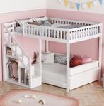 Houten Kinderbed 90×200 cm met Opbergtrap en Valbeveiliging, Verzenden, Nieuw