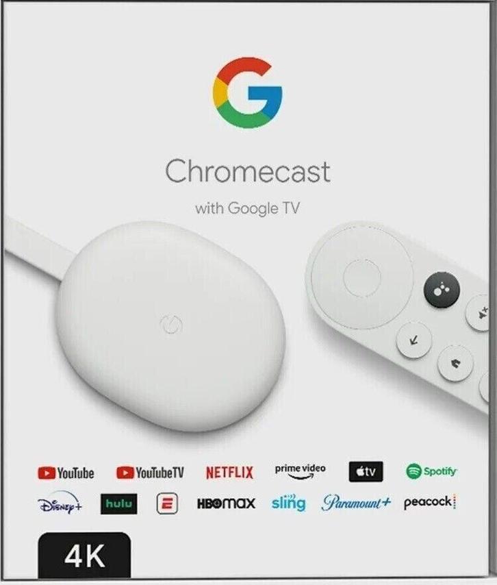Google Chromecast met Google TV (4K) in Doos - Zonder Med..., Audio, Tv en Foto, Mediaspelers, Zo goed als nieuw, Ophalen of Verzenden